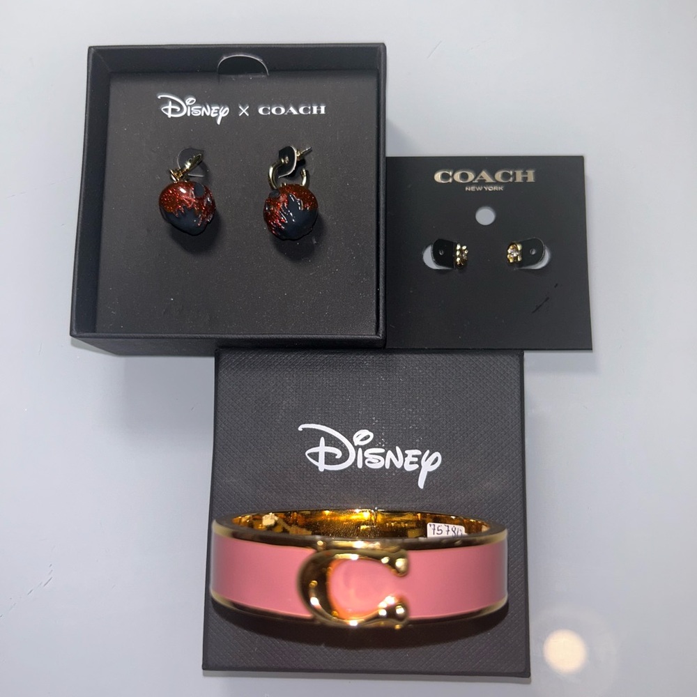 Coach Pink Enamel Cuff Bracelet with Gold-Tone 'C' Accent - Picture 6 of 12